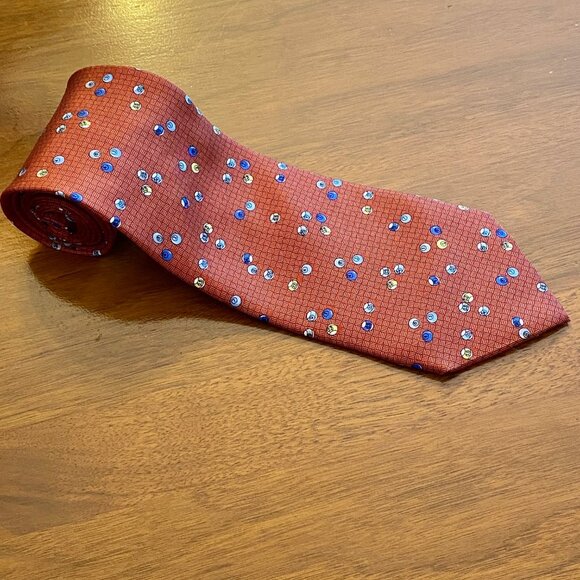 Beaufort Tie Rack 100% Silk Italy made Billiard/Pool Balls Copper Men's Necktie - Picture 7 of 9